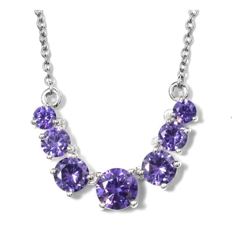Simulated Purple Diamond Sterling Silver Necklace